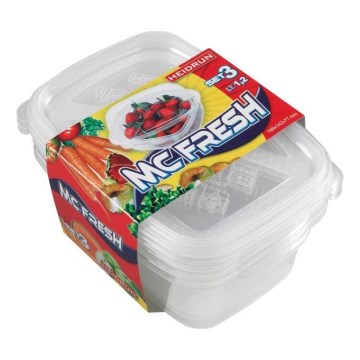 SET 3x Posuda za namirnice 1,2 l prozirna