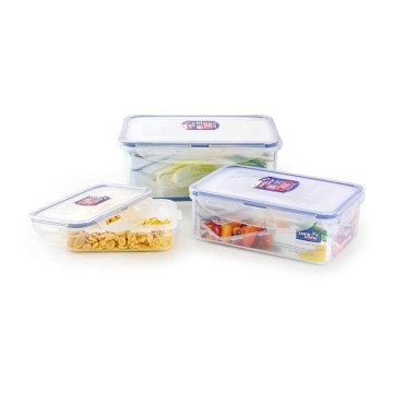 SET 3x Posuda za namirnice LOCK plava/prozirna