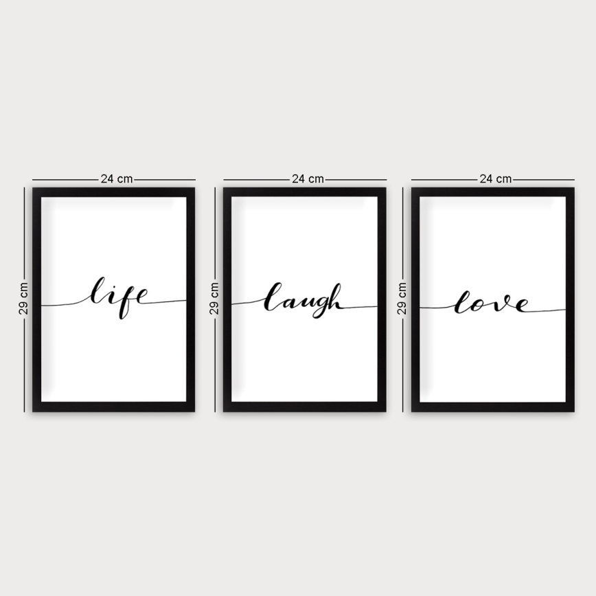 SET 3x Slika u foto okviru 24x29 cm crna