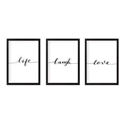 SET 3x Slika u foto okviru 24x29 cm crna