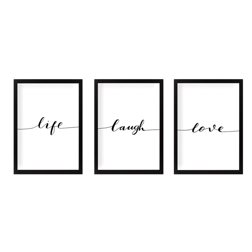 SET 3x Slika u foto okviru 24x29 cm crna