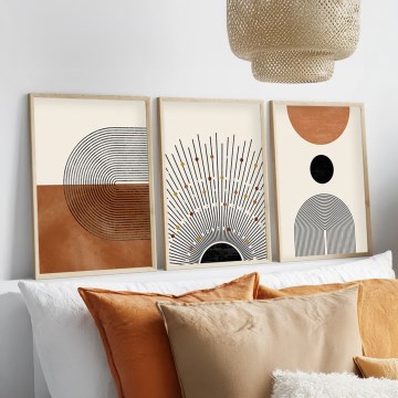 SET 3x Slika u foto okviru 50x70 cm bež/smeđa