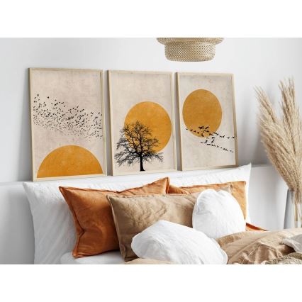 SET 3x Slika u foto okviru 50x70 cm bež/žuta