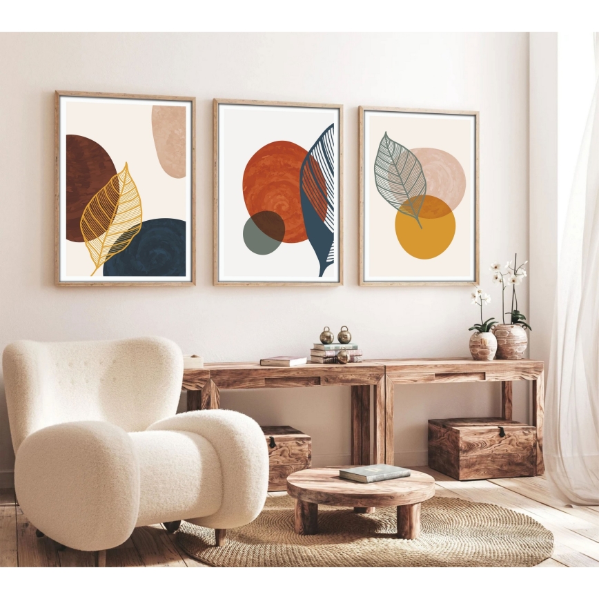 SET 3x Slika u foto okviru 50x70 cm šarena