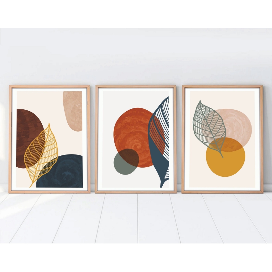 SET 3x Slika u foto okviru 50x70 cm šarena