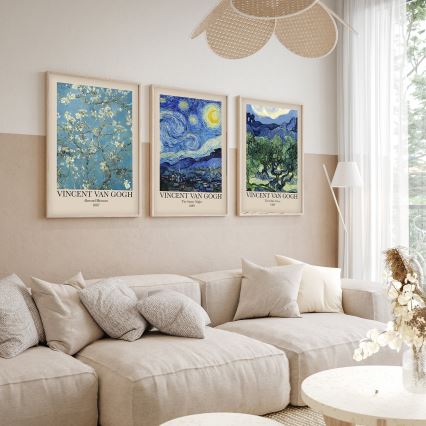 SET 3x Slika u foto okviru 50x70 cm Vincent van Gogh