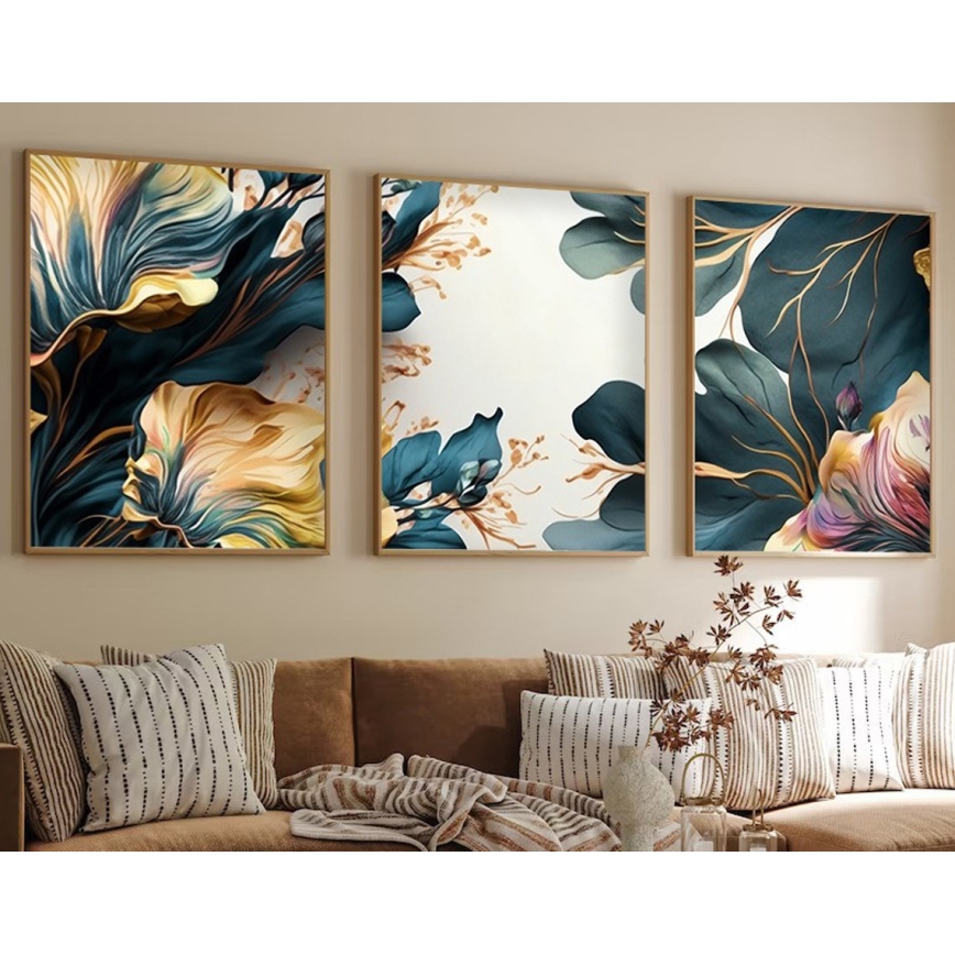 SET 3x Slika u okviru za fotografije 50x70 cm biljke