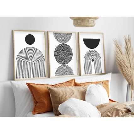 SET 3x Slika u okviru za fotografije 50x70 cm crno/bijela