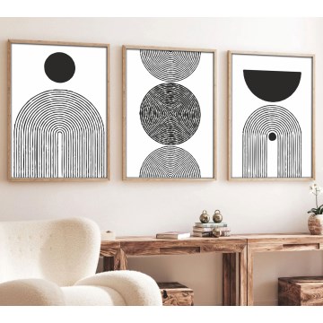 SET 3x Slika u okviru za fotografije 50x70 cm crno/bijela