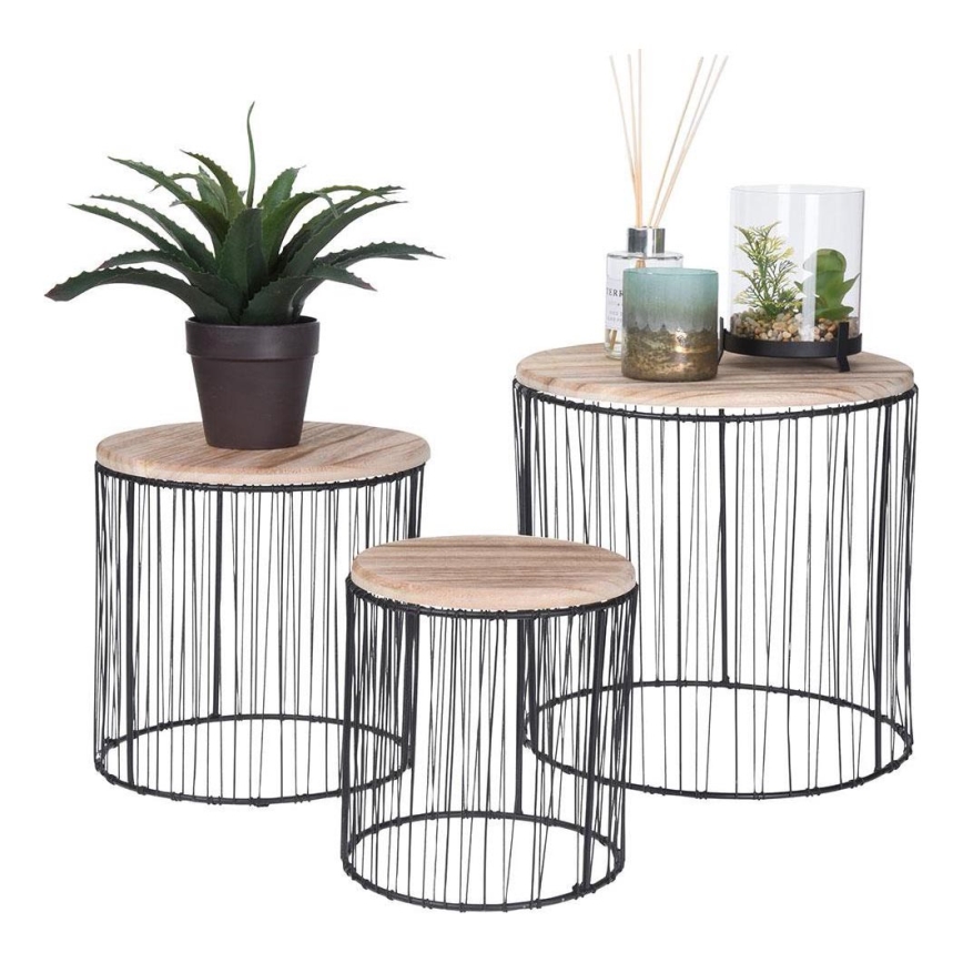 SET 3x Stalak za cvijeće pr. 19/23/28 cm crna/bež