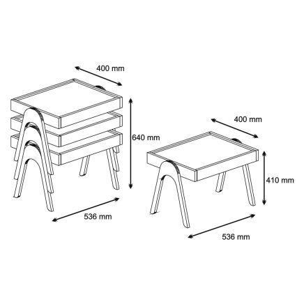 SET 3x Stolić za odlaganje 41x53,6 cm ROMA smeđa