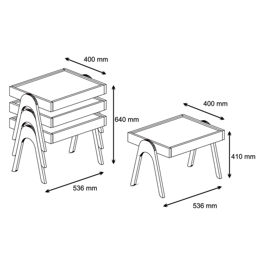 SET 3x Stolić za odlaganje 41x53,6 cm ROMA smeđa