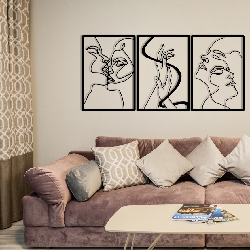 SET 3x Zidna dekoracija 109x50 cm ljubav metal