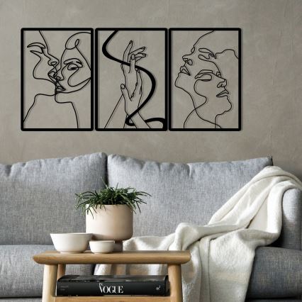 SET 3x Zidna dekoracija 109x50 cm ljubav metal