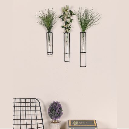 SET 3x Zidna dekoracija za cvijeće 20/25/30 cm crna