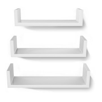 Set 3x zidnih polica SHELFY, bijele boje