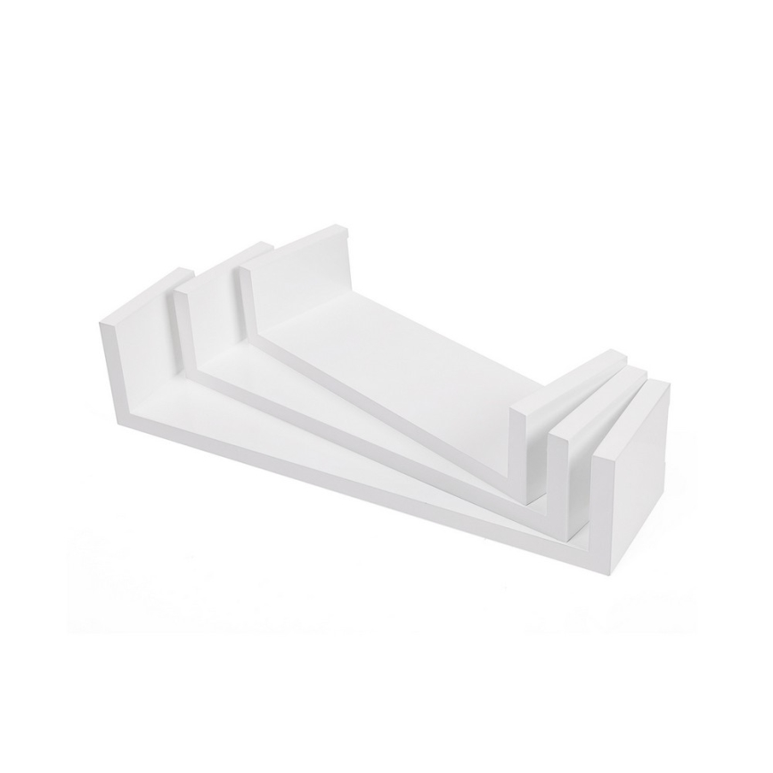 Set 3x zidnih polica SHELFY, bijele boje