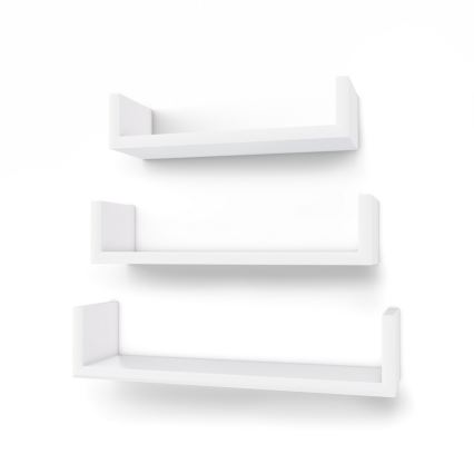 Set 3x zidnih polica SHELFY, bijele boje