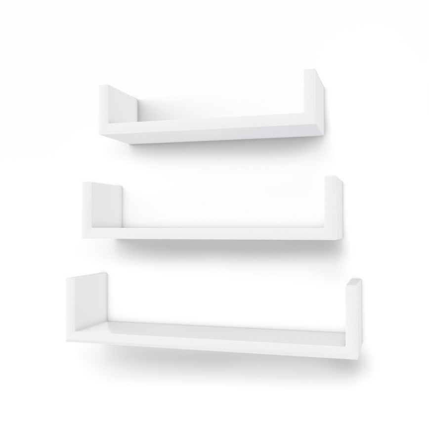 Set 3x zidnih polica SHELFY, bijele boje