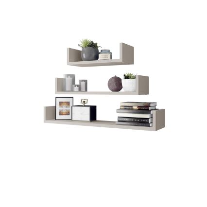 SET 3x zidnih polica TRIO 40/60/80x11x18 cm kašmir