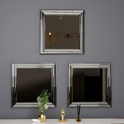 SET 3x Zidno ogledalo OTTO 40x40 cm srebrna