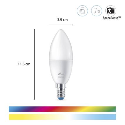 SET 3x LED RGBW Prigušiva žarulja C37 E14/4,9W/230V 2200-6500K CRI 90 Wi-Fi - WiZ