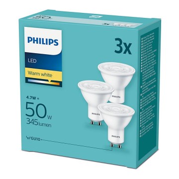 SET 3xLED žarulja Philips GU10/4,7W/230V 2700K