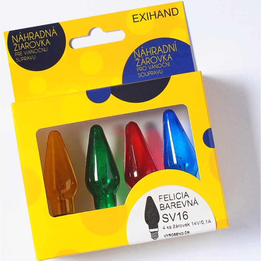 SET 4 x Zamjenska žarulja FELICIA E10/14V/0,1A obojena, Proizvedeno u EU