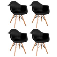 SET 4x Blagovaonska stolica NEREA 81x61 cm crna/bukva