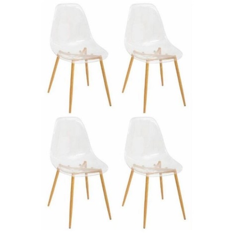 SET 4x Blagovaonska stolica TAHO smeđa/prozirna