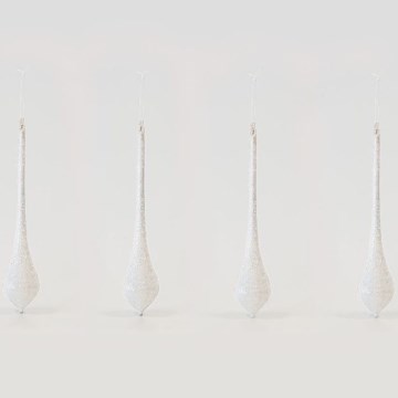 SET 4x Božićni ukras za drvce 30 cm bijela