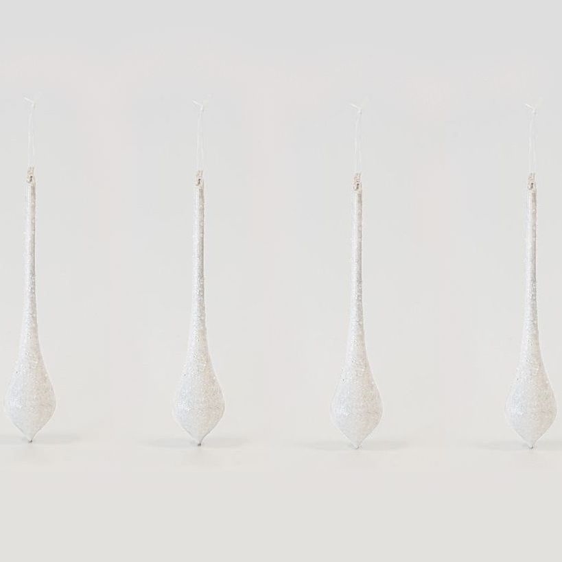 SET 4x Božićni ukras za drvce 30 cm bijela