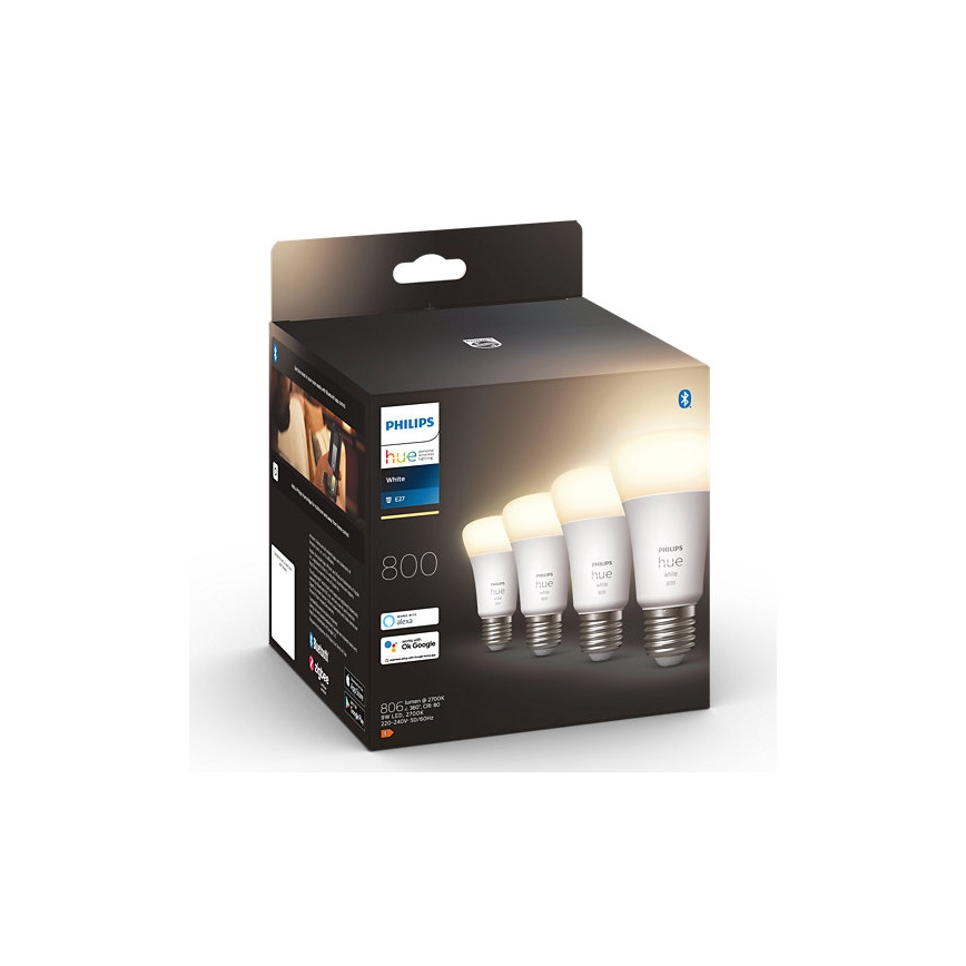 SET 4x LED Prigušiva žarulja Philips Hue WHITE A60 E27/9W/230V 2700K