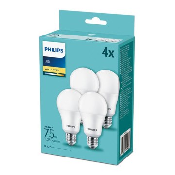 SET 4x LED Žarulja Philips A60 E27/10,5W/230V 2700K