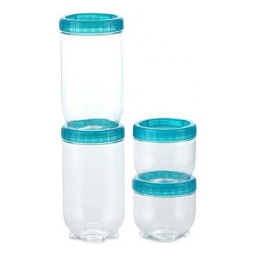 SET 4x Posuda za namirnice INTERLOCK tirkizna/prozirna