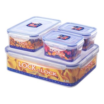 SET 4x Posuda za namirnice LOCK 0,47/1/3,9 l plava/prozirna