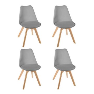 SET 4x Stolice za blagovaonicu BAYA buk/svijetlo siva
