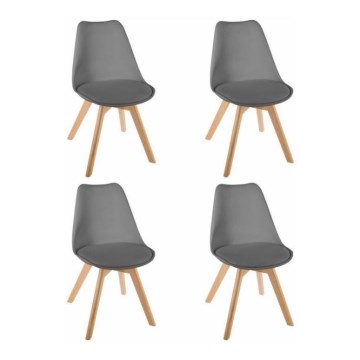 SET 4x Stolice za blagovaonicu BAYA buk/tamno siva