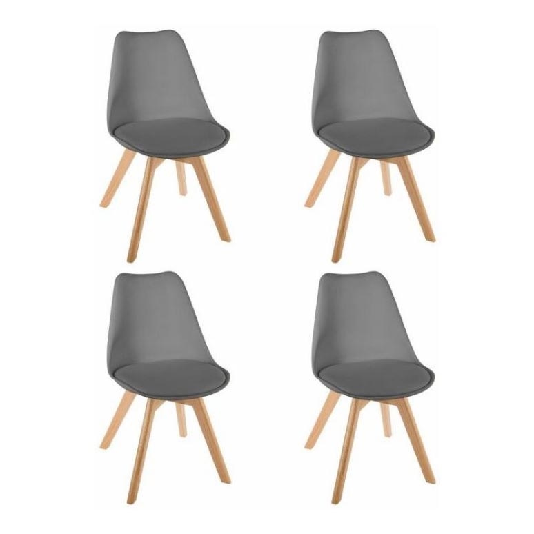 SET 4x Stolice za blagovaonicu BAYA buk/tamno siva