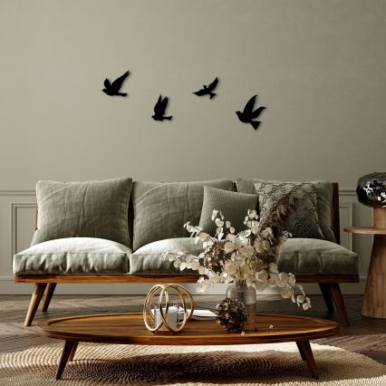 SET 4x Zidna dekoracija ptice metal