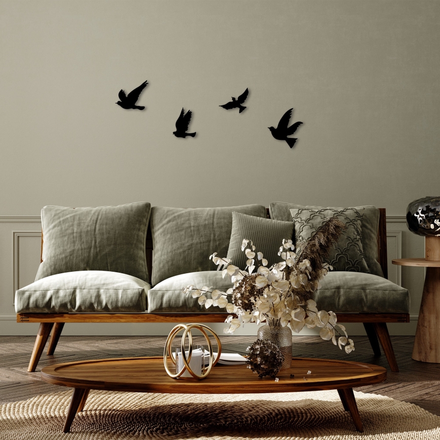 SET 4x Zidna dekoracija ptice metal