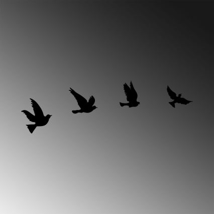 SET 4x Zidna dekoracija ptice metal