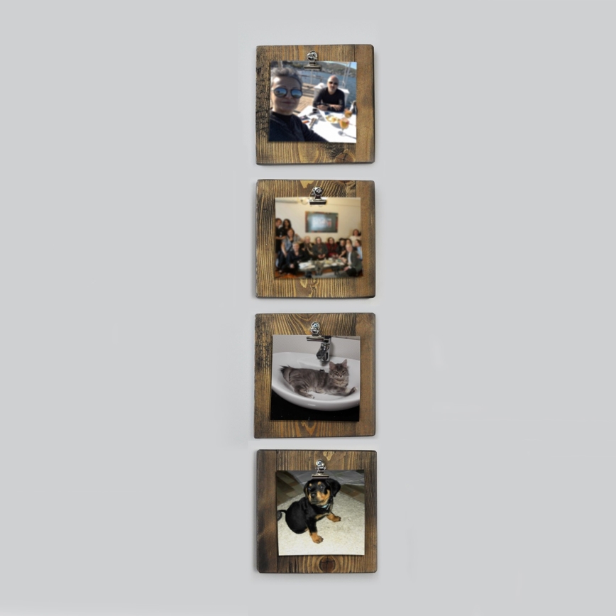 SET 4x Zidni držač za fotografije 14x14 cm smeđa