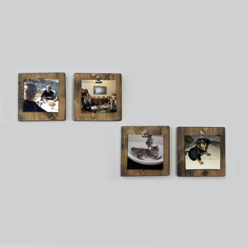 SET 4x Zidni držač za fotografije 14x14 cm smeđa