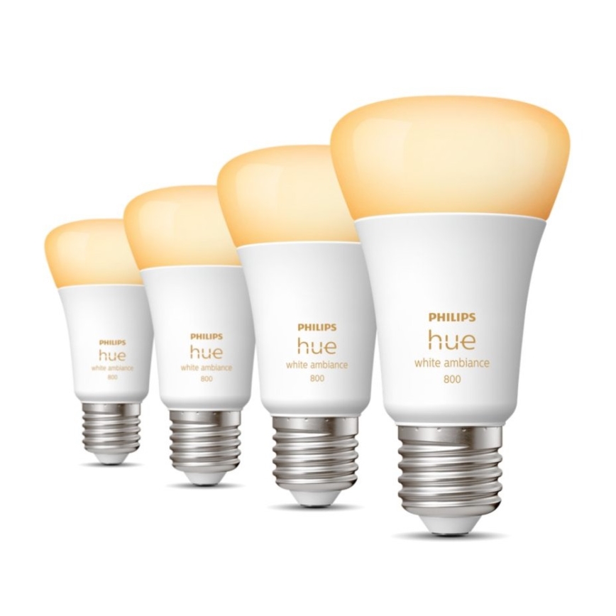 SET 4xLED Prigušiva žarulja Philips Hue WHITE AMBIANCE E27/6W/230V 2200-6500K