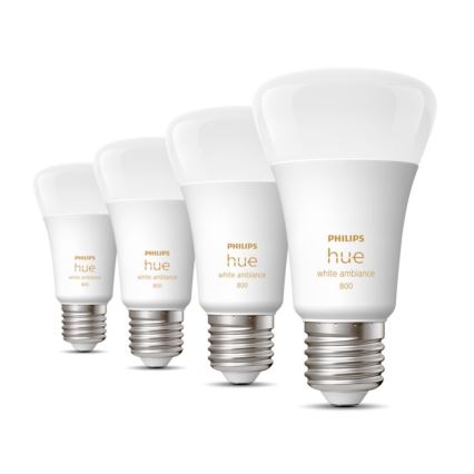 SET 4xLED Prigušiva žarulja Philips Hue WHITE AMBIANCE E27/6W/230V 2200-6500K