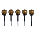 SET 5x LED Solarna lampa 5xLED/0,12W/1,2V 3000K IP44 40 mAh crna