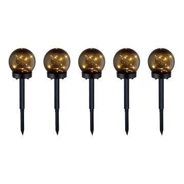 SET 5x LED Solarna lampa 5xLED/0,12W/1,2V 3000K IP44 crna