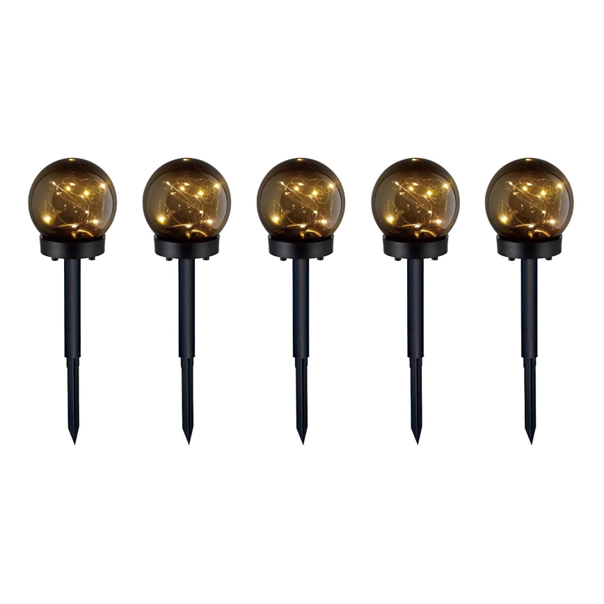 SET 5x LED Solarna lampa 5xLED/0,12W/1,2V 3000K IP44 crna