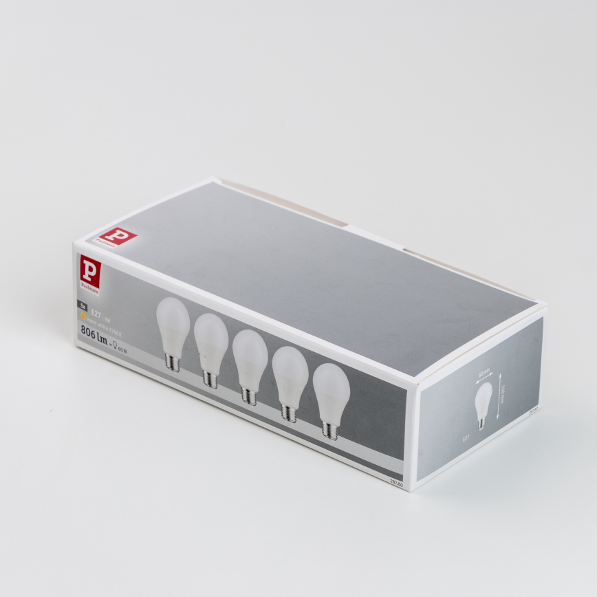 SET 5x LED Žarulja A60 E27/9W/230V 2700K - Paulmann 28780